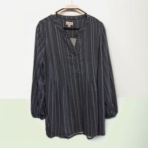 Wonderly Charcoal and Blue Striped Blouse